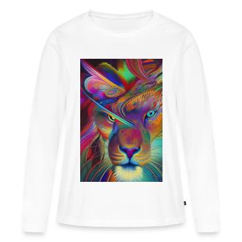 Tête de Lion - T-shirt manches longues Premium bio Femme - blanc - Devant - Julia (174cm)