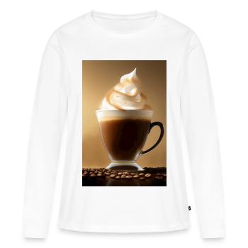 Café, grains de café - T-shirt manches longues Premium bio Femme - blanc - Devant - Julia (174cm)