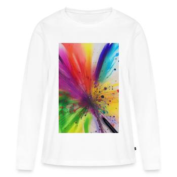 Éclaboussures de couleur - T-shirt manches longues Premium bio Femme - blanc - Devant - Julia (174cm)