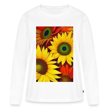 Tournesols - T-shirt manches longues Premium bio Femme - blanc - Devant - Julia (174cm)