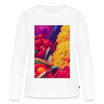 Früchte - Frauen Premium Bio Langarmshirt - Weiß - Vorne - Julia (174cm)