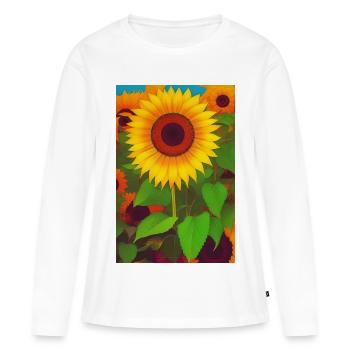 Tournesols - T-shirt manches longues Premium bio Femme - blanc - Devant - Julia (174cm)