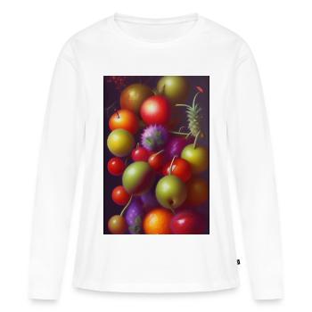 Früchte - Frauen Premium Bio Langarmshirt - Weiß - Vorne - Julia (174cm)