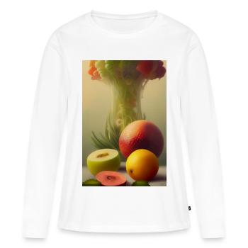 Früchte - Frauen Premium Bio Langarmshirt - Weiß - Vorne - Julia (174cm)