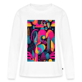 Modèle abstrait moderne - T-shirt manches longues Premium bio Femme - blanc - Devant - Julia (174cm)