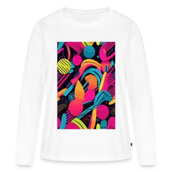 Modèle abstrait moderne - T-shirt manches longues Premium bio Femme - blanc - Devant - Julia (174cm)