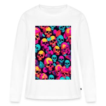 Crânes de néon - T-shirt manches longues Premium bio Femme - blanc - Devant - Julia (174cm)