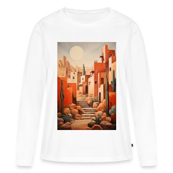 Desert Landscape, Desert Village - Women's Premium Organic Long Sleeve Shirt - white - Front - Julia (174cm)