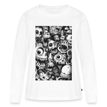 Horde de Monstres de Skullwimmel - T-shirt manches longues Premium bio Femme - blanc - Devant - Julia (174cm)