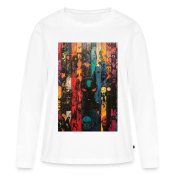 Farbige Schädel-Panel-Kunst - Frauen Premium Bio Langarmshirt - Weiß - Vorne - Julia (174cm)