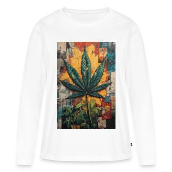 Graffiti Hanfblatt Wandkunst - Frauen Premium Bio Langarmshirt - Weiß - Vorne - Julia (174cm)