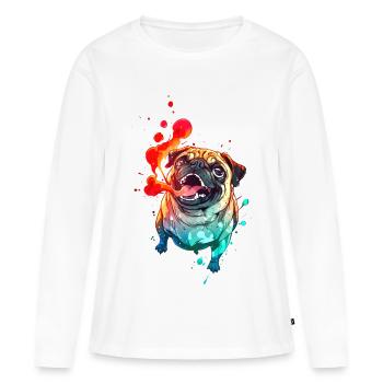 Crazy Anime Pug - Women's Premium Organic Long Sleeve Shirt - white - Front - Julia (174cm)