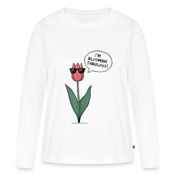 Floraison fabuleuse - T-shirt manches longues Premium bio Femme - blanc - Devant - Julia (174cm)