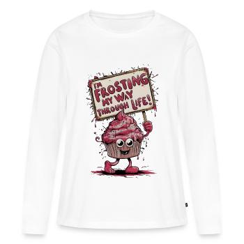 Glaçage à ma façon - T-shirt manches longues Premium bio Femme - blanc - Devant - Julia (174cm)