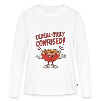 Confusion entre les céréales et les céréales - T-shirt manches longues Premium bio Femme - blanc - Devant - Julia (174cm)