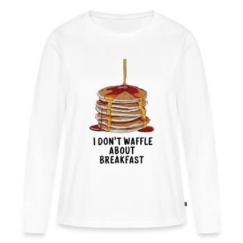 Je ne tergiverse pas sur le petit-déjeuner - T-shirt manches longues Premium bio Femme - blanc - Devant - Julia (174cm)