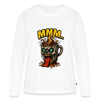 Tasse de café démoniaque MMM - T-shirt manches longues Premium bio Femme - blanc - Devant - Julia (174cm)