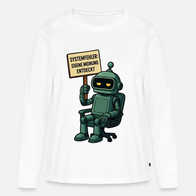Systemfehler entdeckt – Denk selbst! Roboter - Frauen Premium Bio Langarmshirt - Weiß