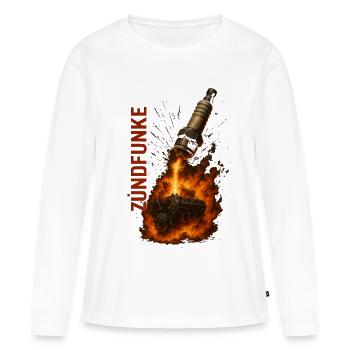 ZÜNDFUNKE – Allume-feu - T-shirt manches longues Premium bio Femme - blanc - Devant - Julia (174cm)