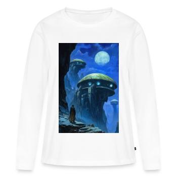Science fiction landscape - T-shirt manches longues Premium bio Femme - blanc - Devant - Julia (174cm)