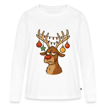 Rudolph Joyeux Noël - T-shirt manches longues Premium bio Femme - blanc - Devant - Julia (174cm)