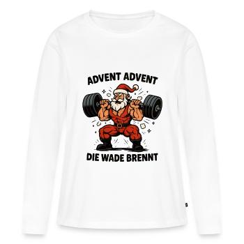 Advent Advent die Wade brennt Weihnachten Gym - Frauen Premium Bio Langarmshirt - Weiß - Vorne - Julia (174cm)