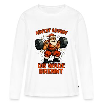 Advent Advent die Wade brennt - Frauen Premium Bio Langarmshirt - Weiß - Vorne - Julia (174cm)