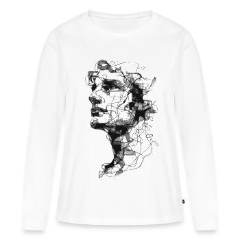 Silhouette de tresse d’ombre - T-shirt manches longues Premium bio Femme - blanc - Devant - Julia (174cm)