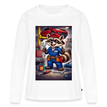 Raccoon Mechanic Workshop - Women's Premium Organic Long Sleeve Shirt - white - Front - Julia (174cm)
