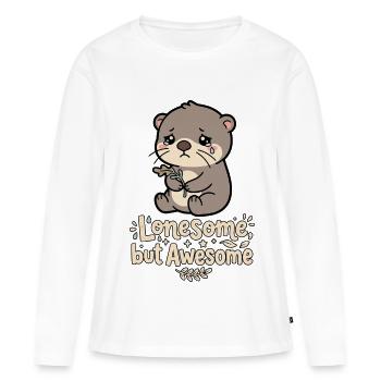 Solitaire mais génial - T-shirt manches longues Premium bio Femme - blanc - Devant - Julia (174cm)