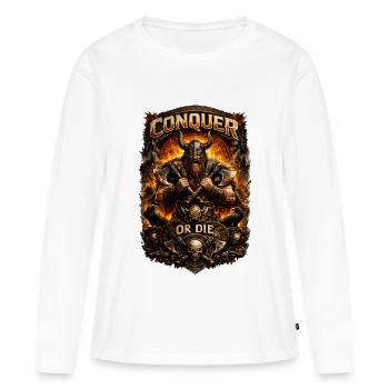 Conquérir ou mourir – Légende du guerrier viking - T-shirt manches longues Premium bio Femme - blanc - Devant - Julia (174cm)