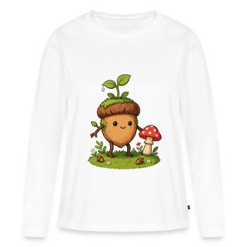 Héros Gland Héritier de la Forêt - T-shirt manches longues Premium bio Femme - blanc - Devant - Julia (174cm)
