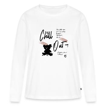 Bär chill out - Frauen Premium Bio Langarmshirt - Weiß - Vorne - Julia (174cm)