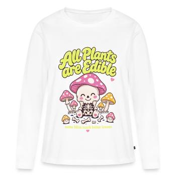 Alle Pflanzen sind essbare, biologische Gärtnerungen - Frauen Premium Bio Langarmshirt - Weiß - Vorne - Julia (174cm)
