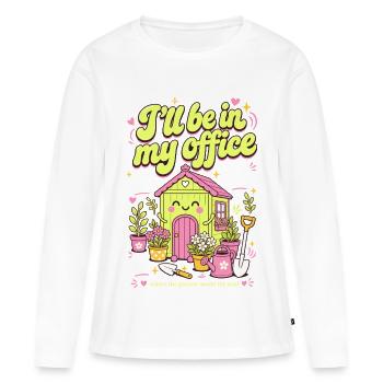 Je vais être dans mon bureau Jardinage bio - T-shirt manches longues Premium bio Femme - blanc - Devant - Julia (174cm)