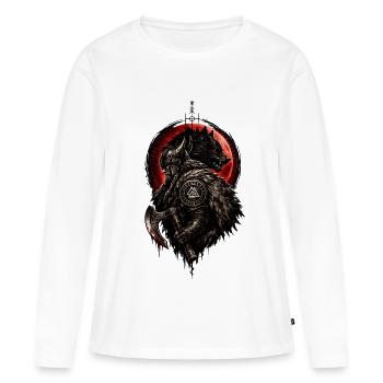 Seigneur de guerre viking loup-garou - T-shirt manches longues Premium bio Femme - blanc - Devant - Julia (174cm)