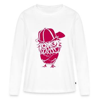 Hip Hopper Owl - T-shirt manches longues Premium bio Femme - blanc - Devant - Julia (174cm)