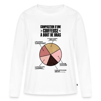 Composition d’une coiffeuse - T-shirt manches longues Premium bio Femme - blanc - Devant - Julia (174cm)