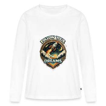 Suis Tes Rêves Rocket - T-shirt manches longues Premium bio Femme - blanc - Devant - Julia (174cm)