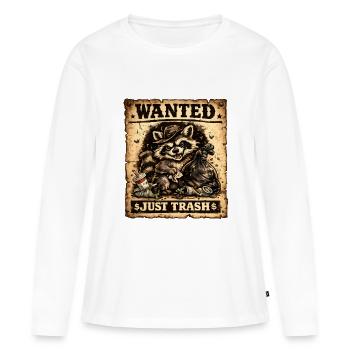 Affiche de benne laveur recherchée - T-shirt manches longues Premium bio Femme - blanc - Devant - Julia (174cm)