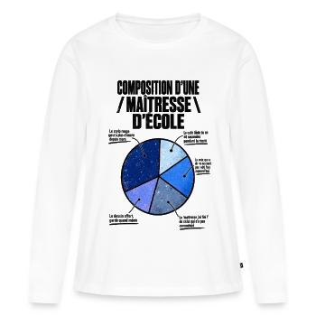 Composition d’une maîtresse d’école - T-shirt manches longues Premium bio Femme - blanc - Devant - Julia (174cm)