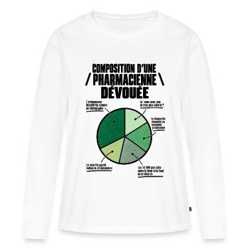 Composition d’une pharmacienne dévouée - T-shirt manches longues Premium bio Femme - blanc - Devant - Julia (174cm)