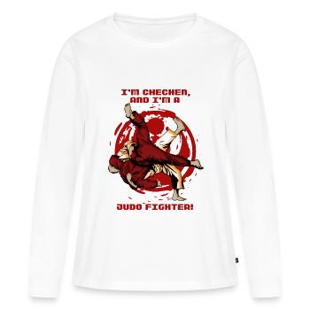 Chechen Tshirt - Judo - Fighter - Tschetschen - Frauen Premium Bio Langarmshirt - Weiß - Vorne - Julia (174cm)