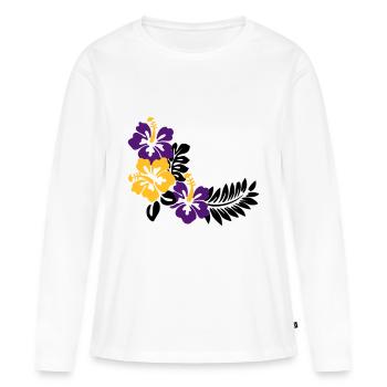 Habiscus Flowers - Frauen Premium Bio Langarmshirt - Weiß - Vorne - Julia (174cm)