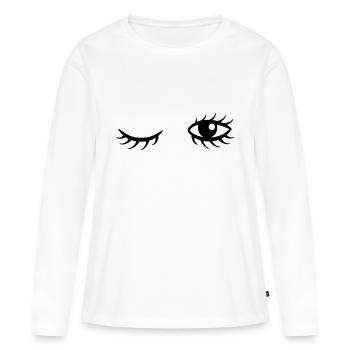 T shirt with eyes and eyelashes - Women's Premium Organic Long Sleeve Shirt - white - Front - Julia (174cm)