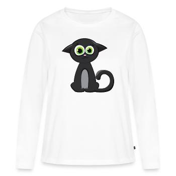 Katzengesicht Kätzchen - Frauen Premium Bio Langarmshirt - Weiß - Vorne - Julia (174cm)