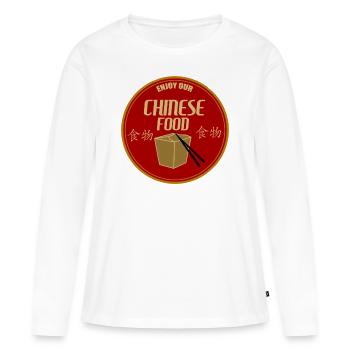 Nourriture chinoise - T-shirt manches longues Premium bio Femme - blanc - Devant - Julia (174cm)
