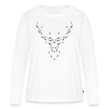Hirsch | Streetfashion | minimal | Urban style - Frauen Premium Bio Langarmshirt - Weiß - Vorne - Julia (174cm)