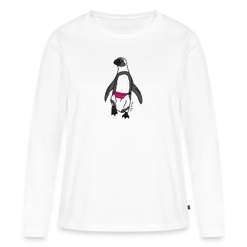 manchot - T-shirt manches longues Premium bio Femme - blanc - Devant - Julia (174cm)