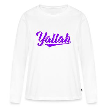 Les T-shirts Yallah | Habibo Arabe Arabe Cadeaux - T-shirt manches longues Premium bio Femme - blanc - Devant - Julia (174cm)